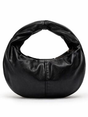 Zara Black Padded Hobo Bag Oval Slouch Minimalist Super Soft Zip Shoulder Bag